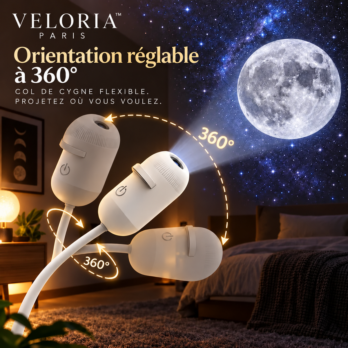 Veloria Paris™ LumiNova — Projecteur Galaxie 2-en-1
