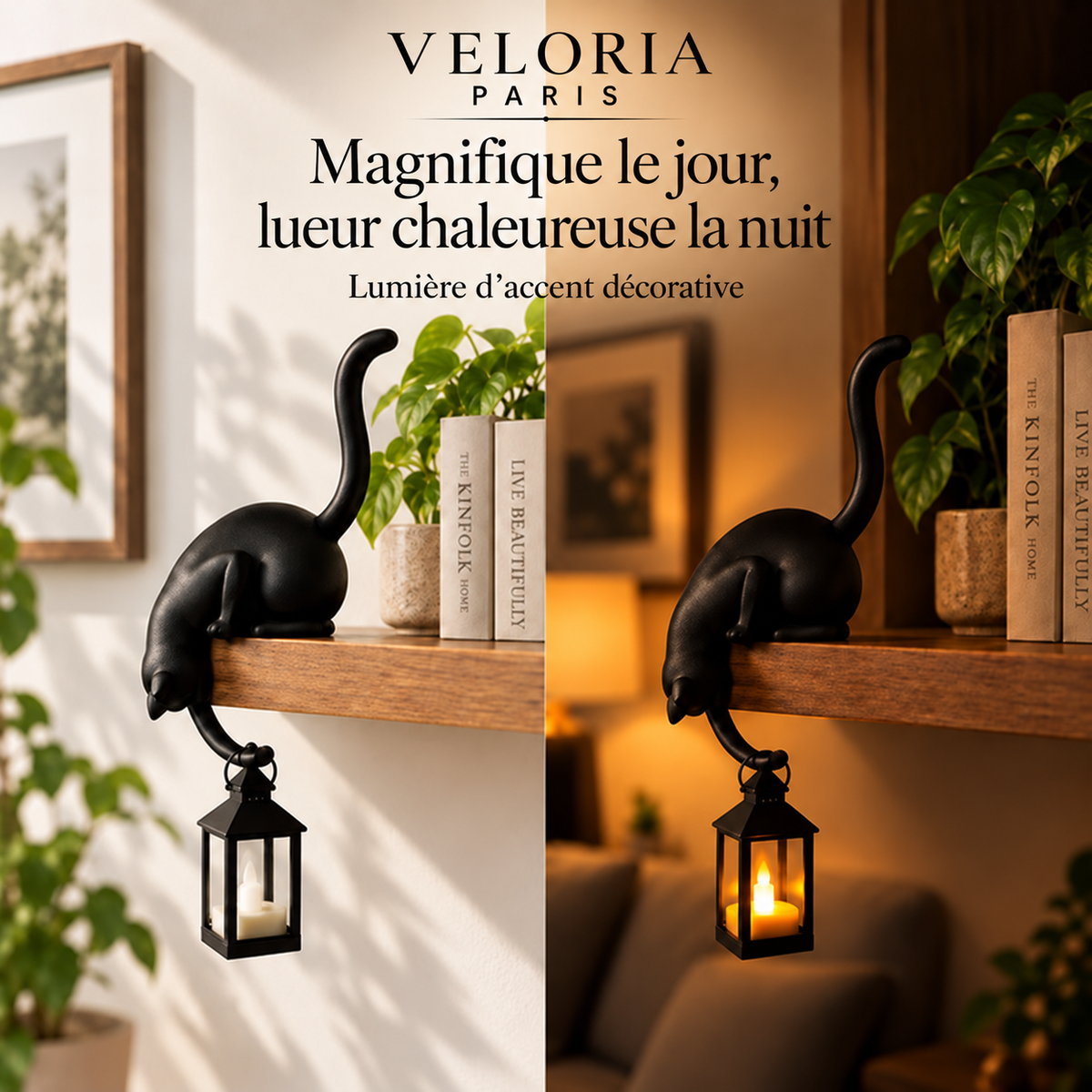 Veloria Paris™ Purrch — Décoration Chat avec Lanterne
