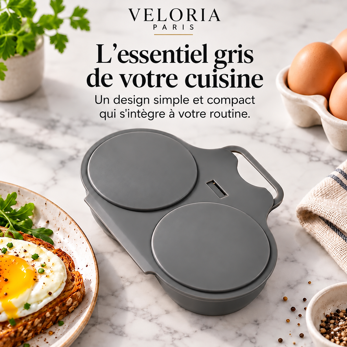 Veloria Paris™ EggEase — Cuiseur à Œufs pour Micro-Ondes