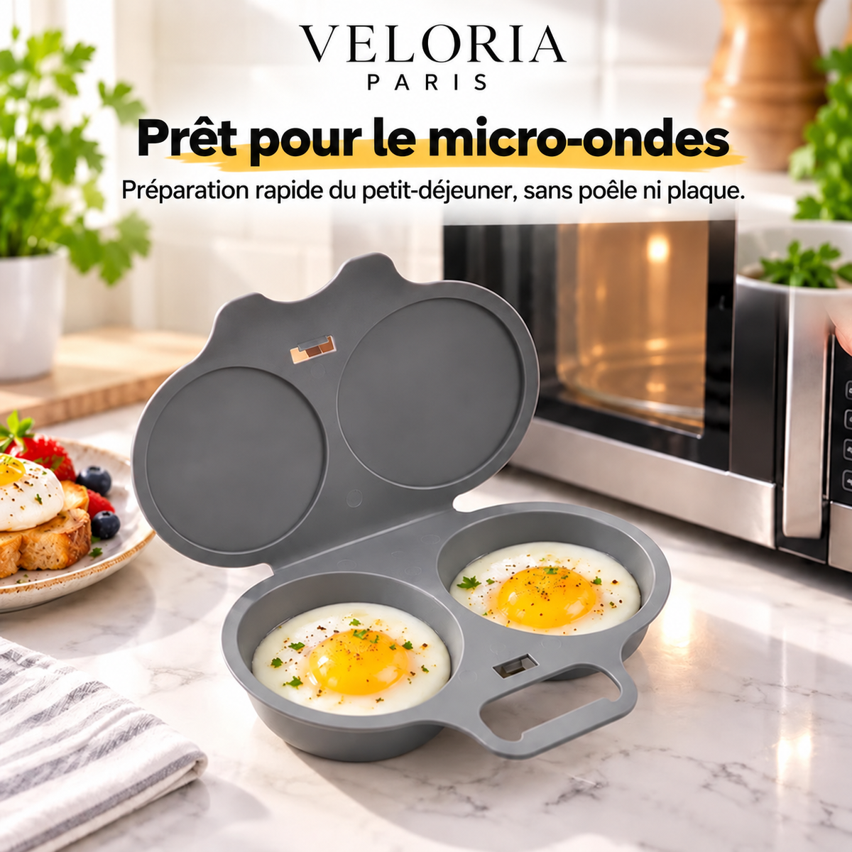 Veloria Paris™ EggEase — Cuiseur à Œufs pour Micro-Ondes