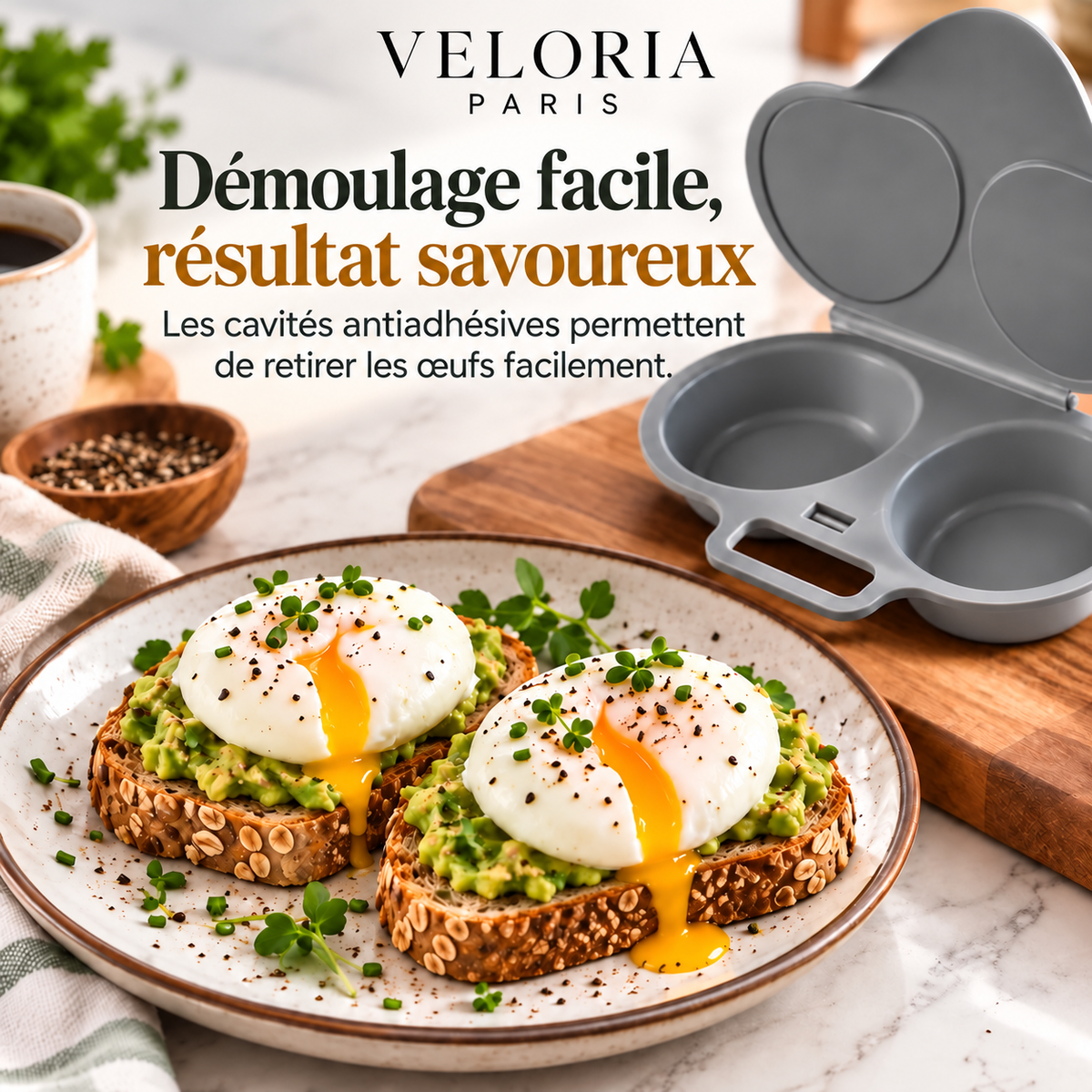 Veloria Paris™ EggEase — Cuiseur à Œufs pour Micro-Ondes