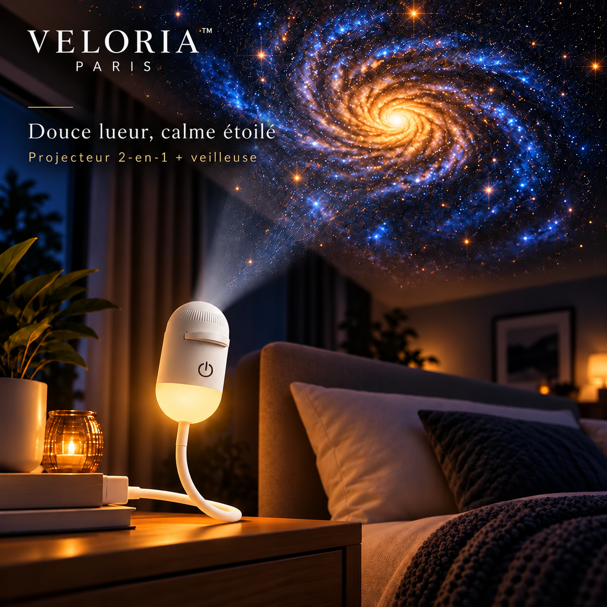 Veloria Paris™ LumiNova — Projecteur Galaxie 2-en-1